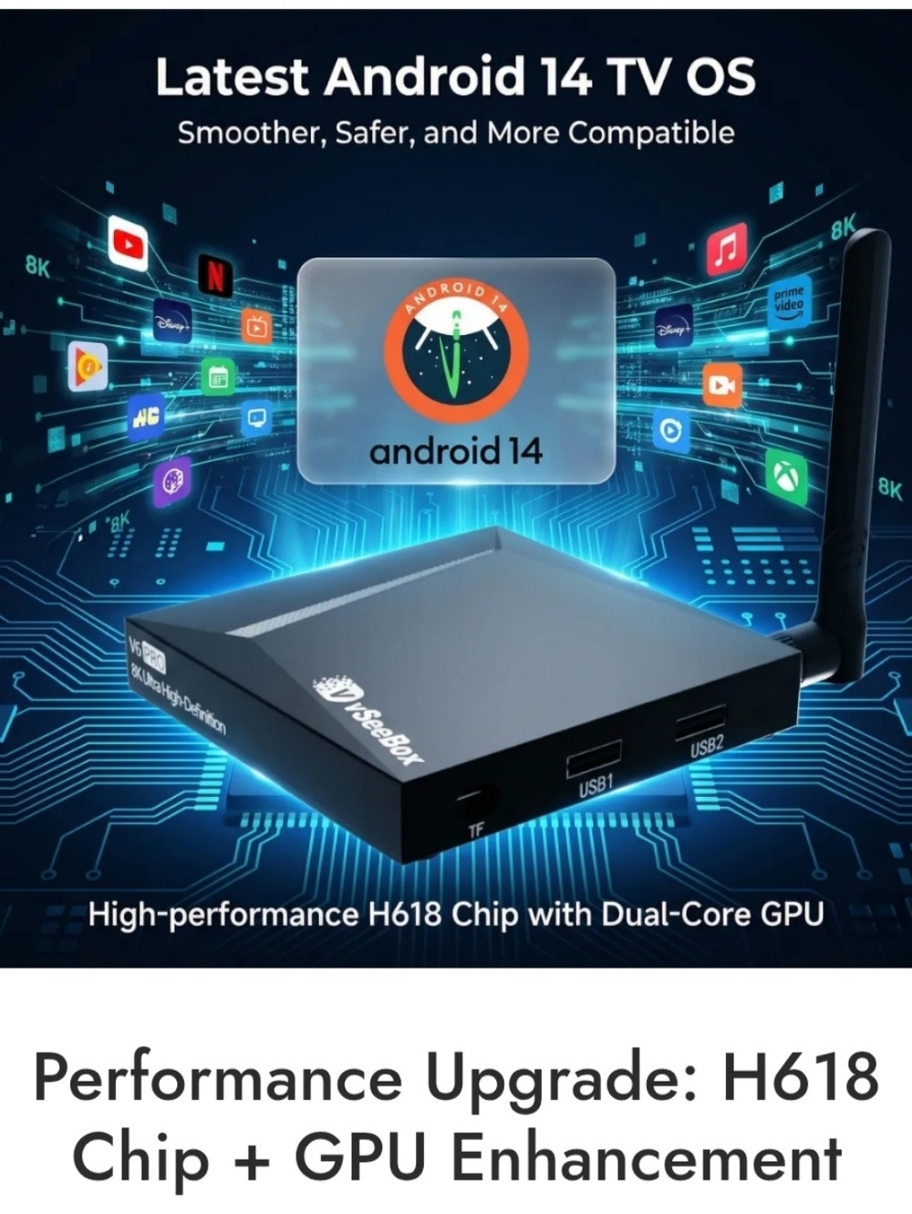 vSeeBox V6 Pro Android 14 2026 TV Media Box Brand New Accept Offer - Picture 5 of 7
